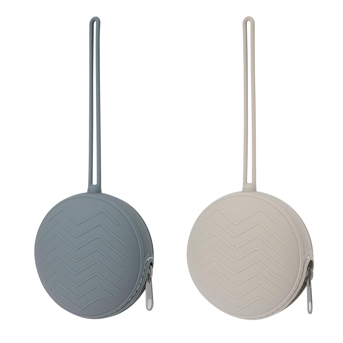 Nupoopy pacifier holder case in light grey keeps pacifiers clean and within reach.