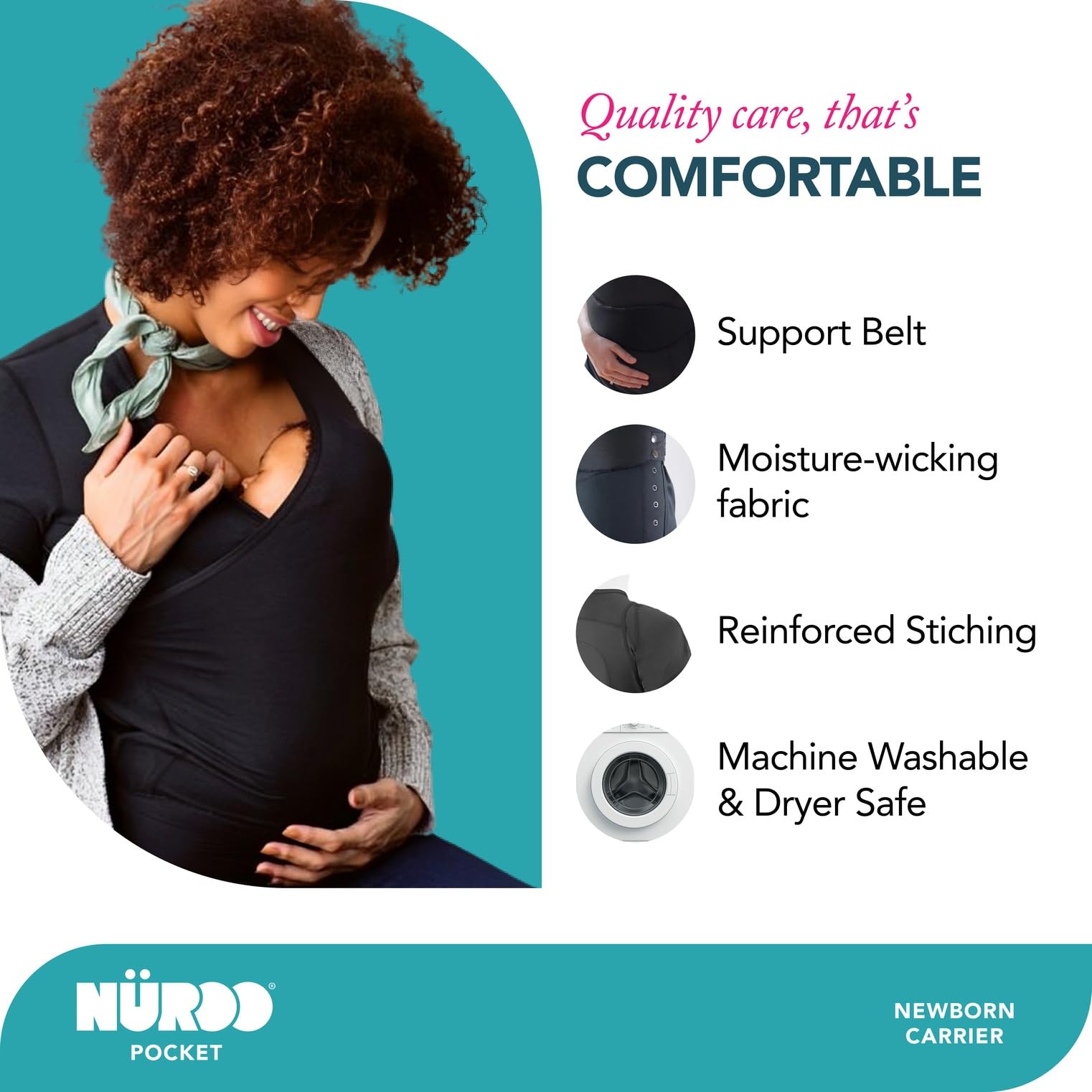 NüRoo Brownmed Pocket Skin-to-Skin Carrier Shirt fabric texture highlights breathable comfort