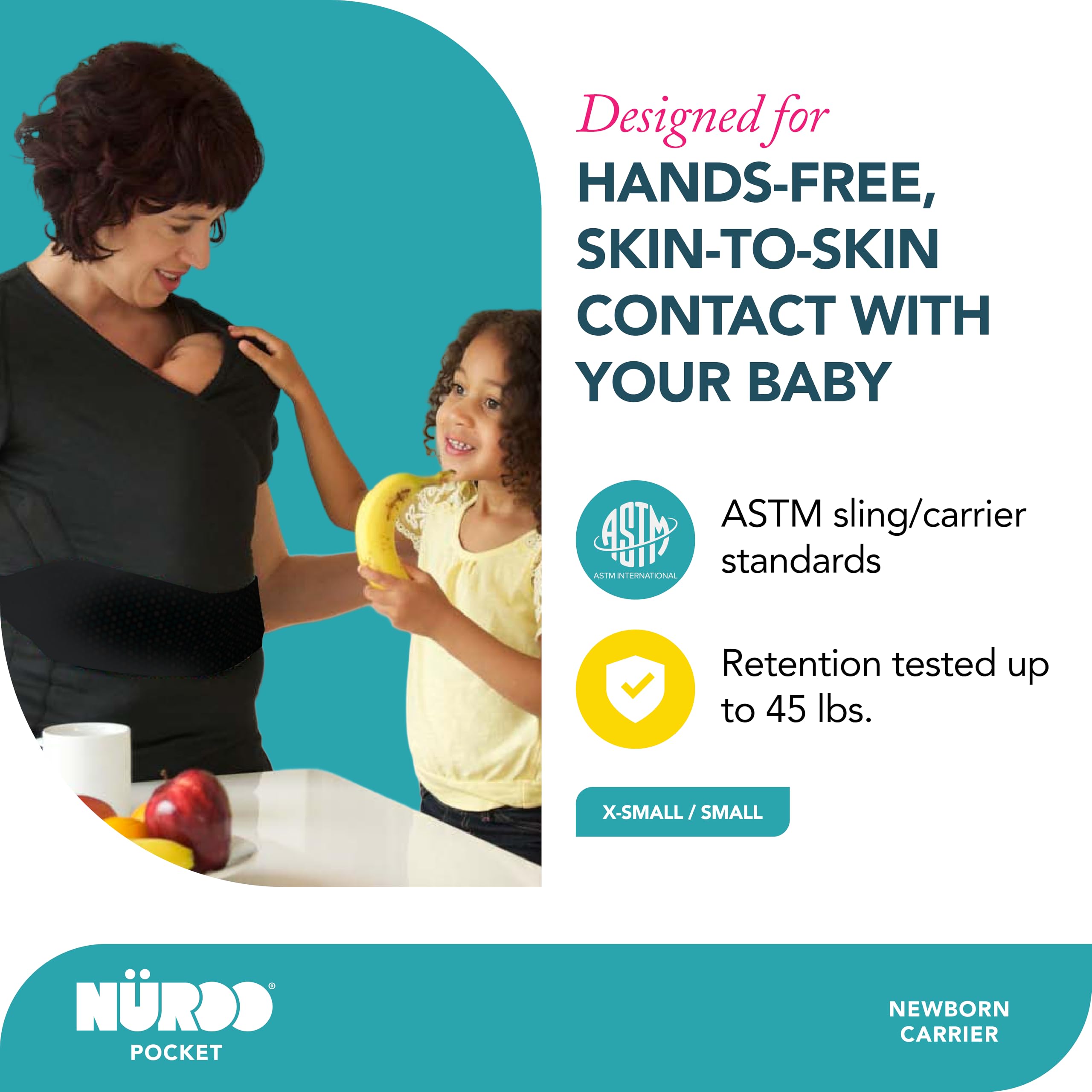 NüRoo Brownmed pocket skin-to-skin carrier shirt worn on the side for mobility