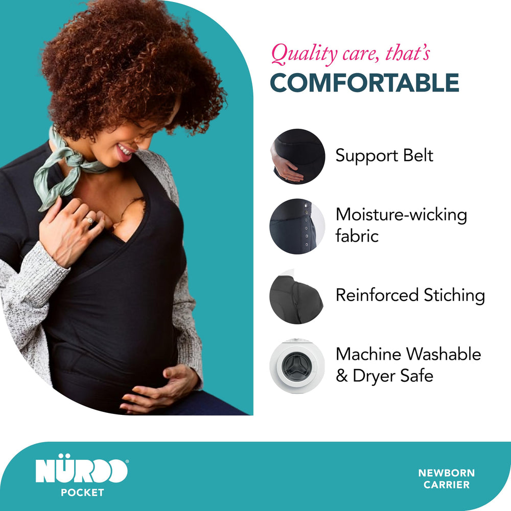 NüRoo Brownmed pocket skin-to-skin carrier shirt with strap and belt for secure fit