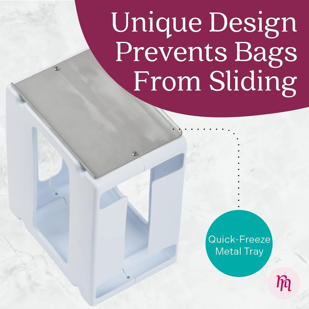 Nurse & Nourish easy-clean, stackable design reduces freezer clutter.