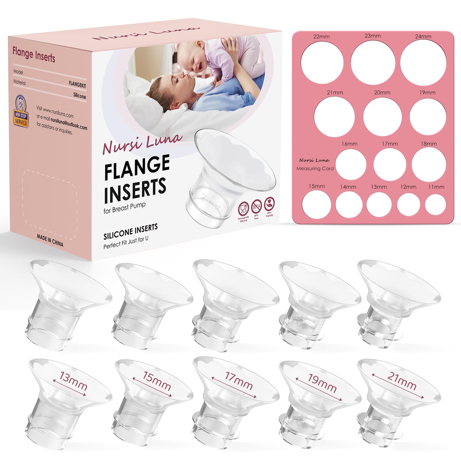 Nursi Luna 13mm flange insert for precise fit and smoother suction.