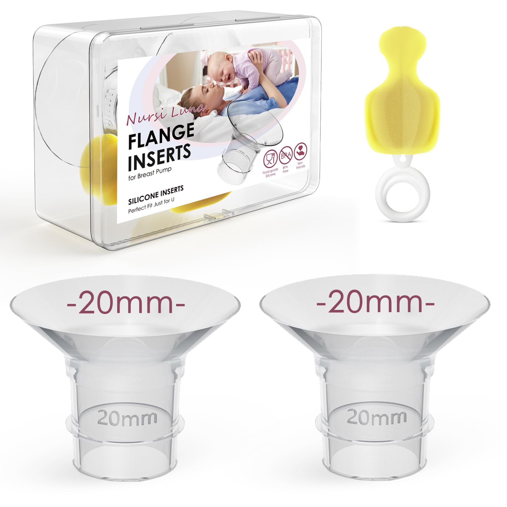 Nursi Luna flange inserts 20mm close-up for comfortable fit