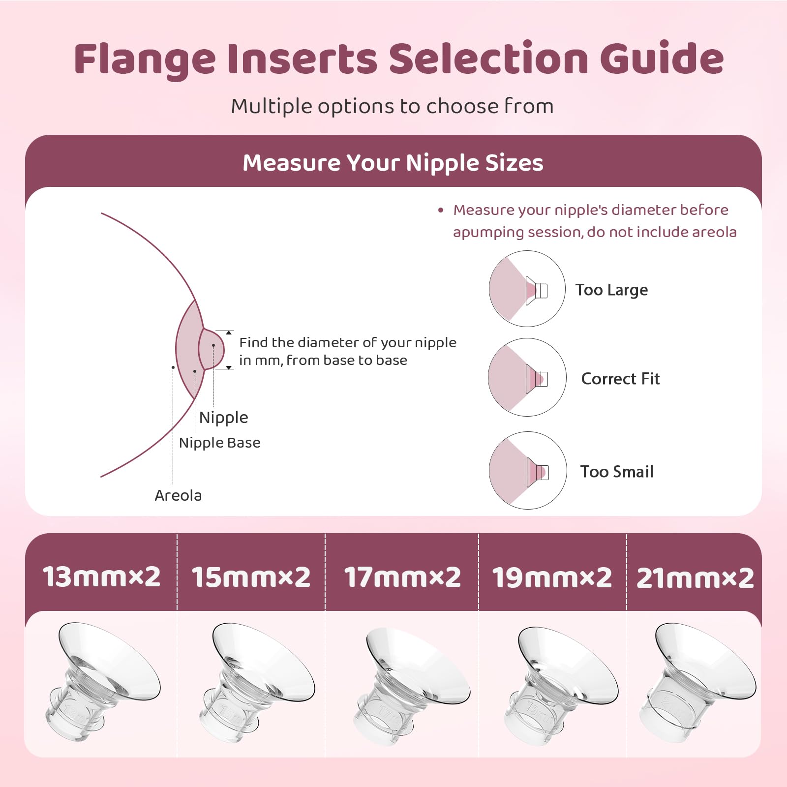 Nursi Luna 21mm flange insert for range of sizes and reliable fit.