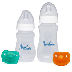 Nurtiva 240ml bottle with soft silicone anti-colic design promotes natural latch.