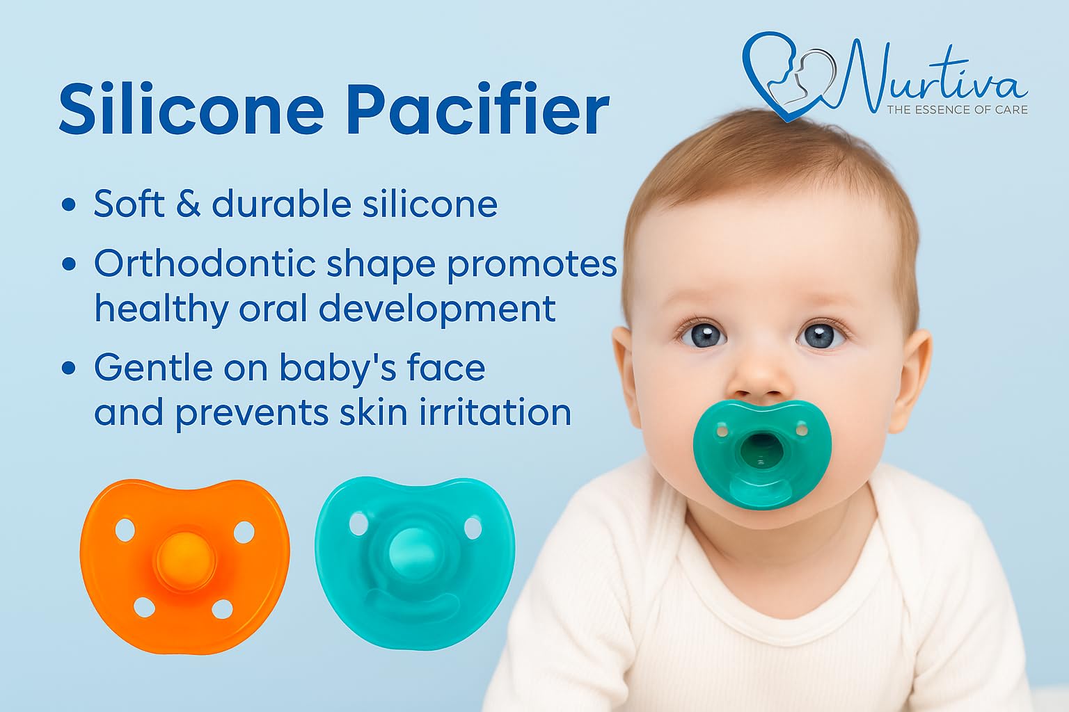 Nurtiva wide-neck bottle eases cleaning and prep for bottle feeding.