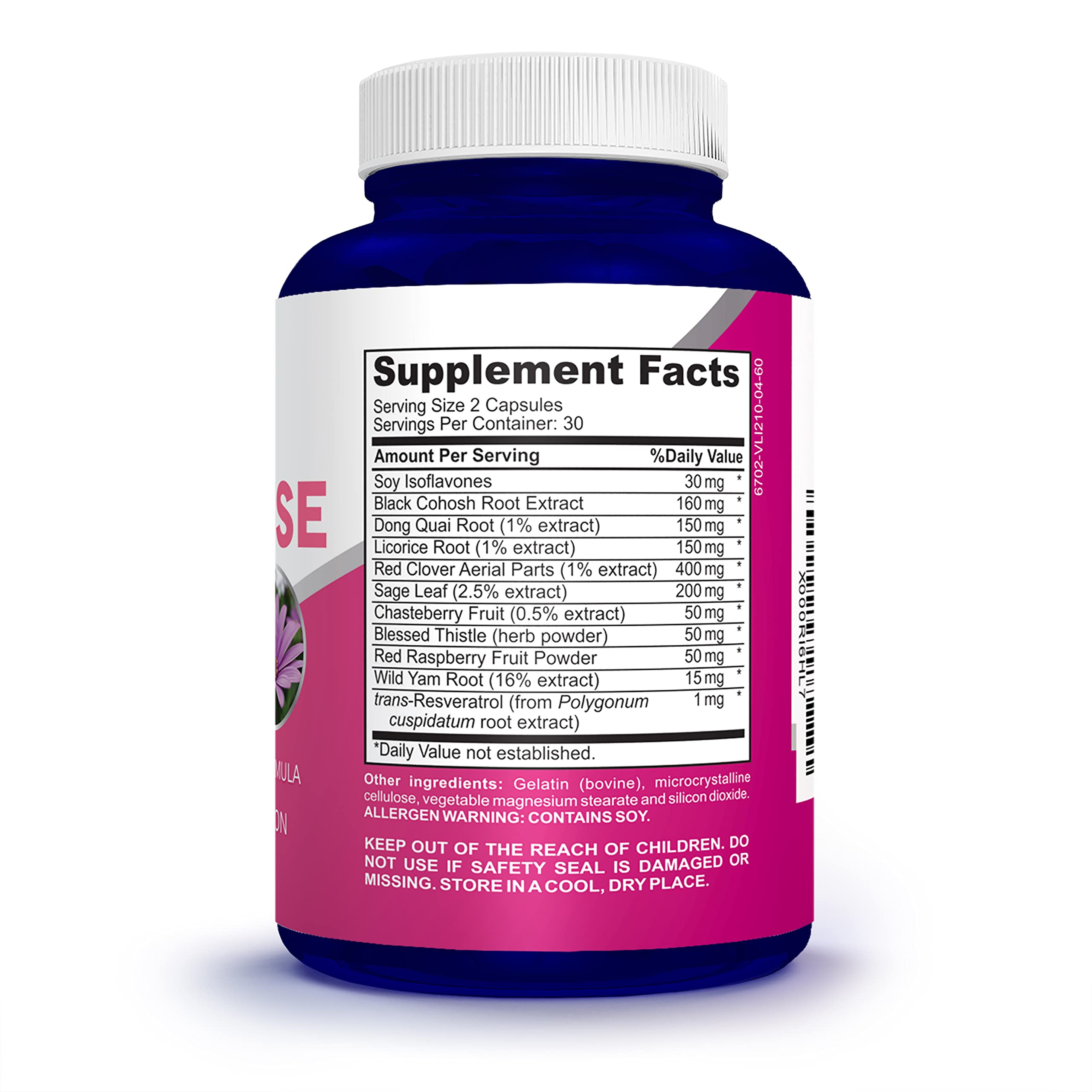 NusaPure Menopause Complex bottle back label detail