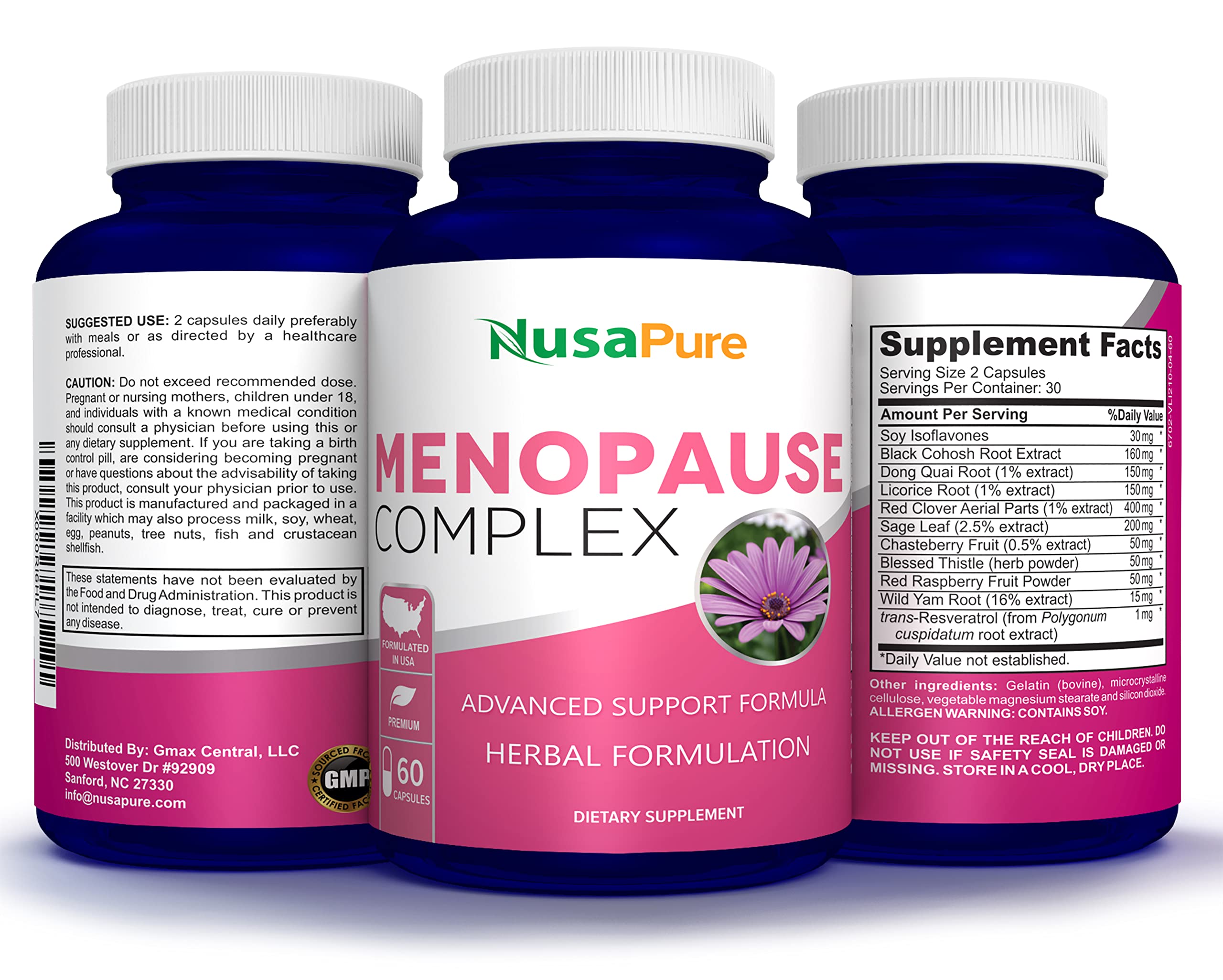 NusaPure Menopause Complex capsules being poured for daily routine
