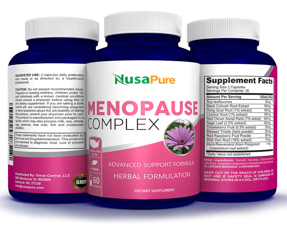 NusaPure Menopause Complex capsules being poured for daily routine