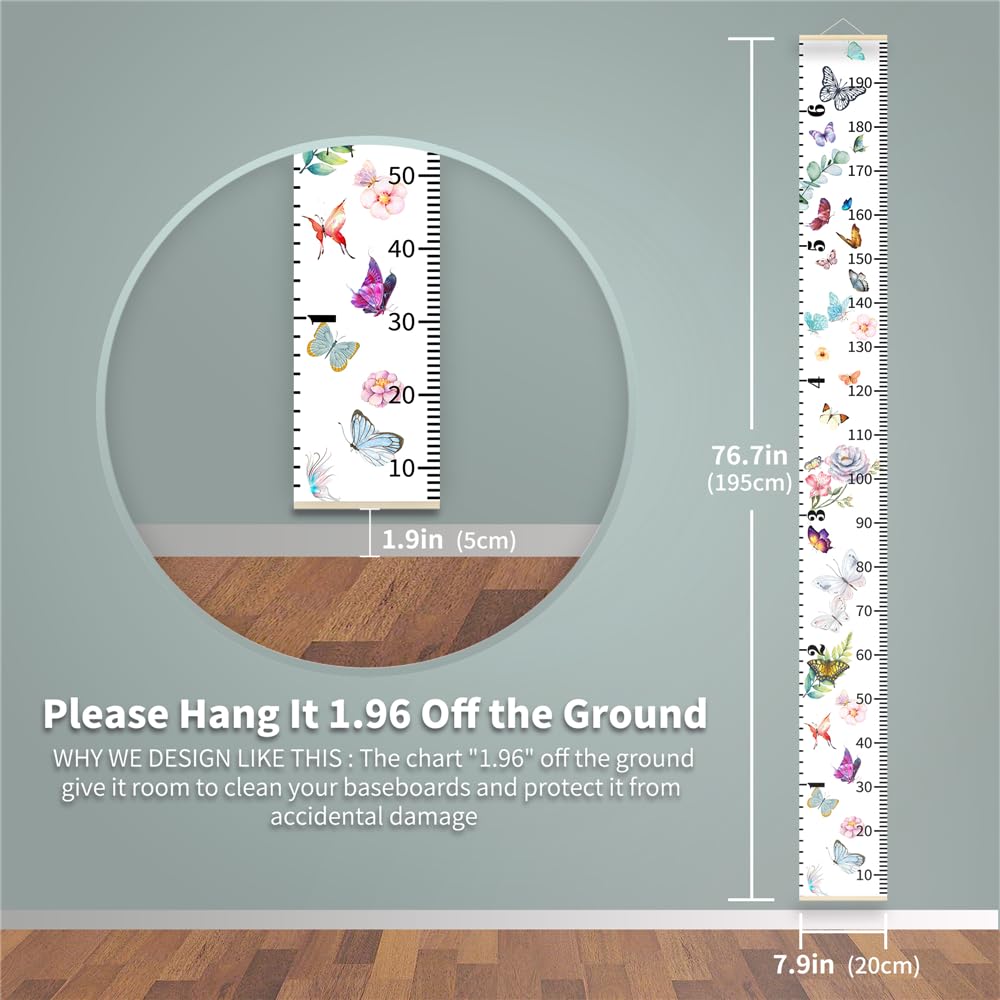 Nustila butterfly wall decor adds charm to nursery while measuring growth.