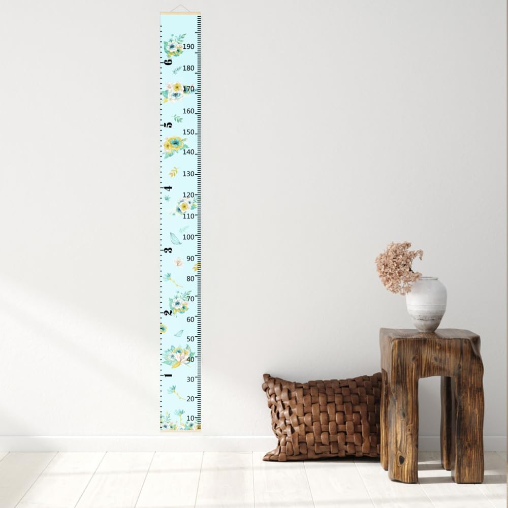 Close-up of beige wood frame on Nustila growth chart