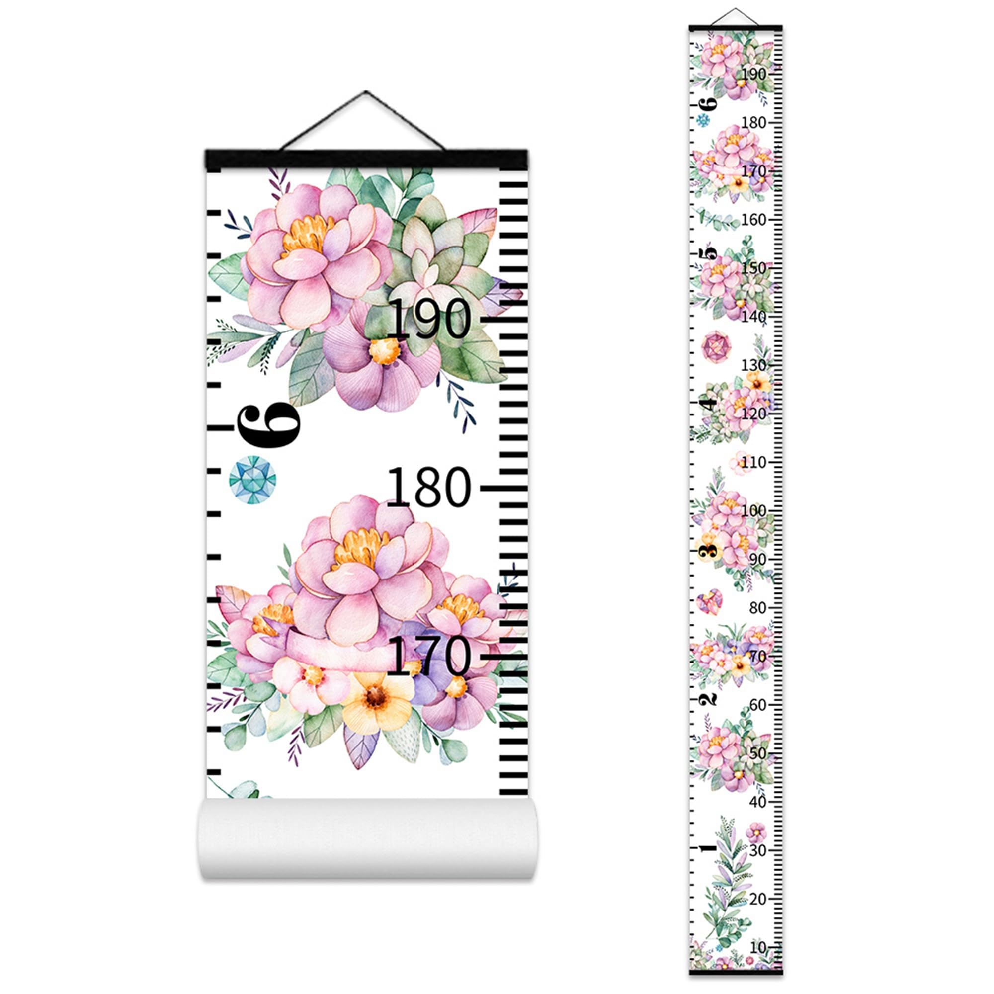 Nustila height chart with animal pattern on canvas for kid growth tracking at home.