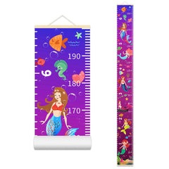 Nustila Ocean Mermaid Growth Chart on canvas with beige frame for nursery decor.