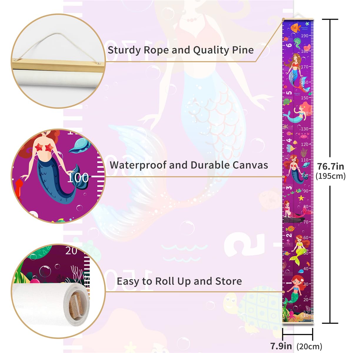 Beige wood frame Mermaid chart enhances nursery aesthetics.