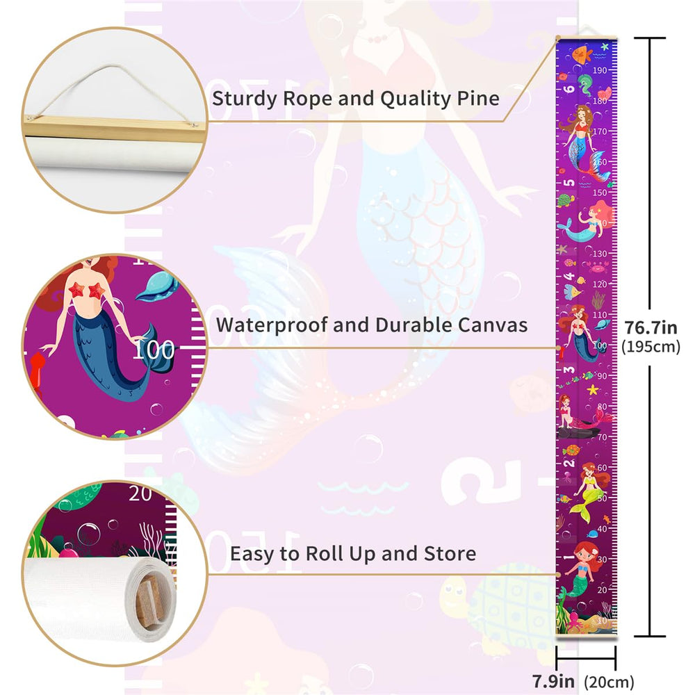 Beige wood frame Mermaid chart enhances nursery aesthetics.
