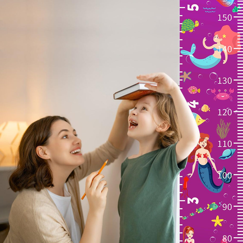 Growth chart with feet and cm scales for easy height checks.