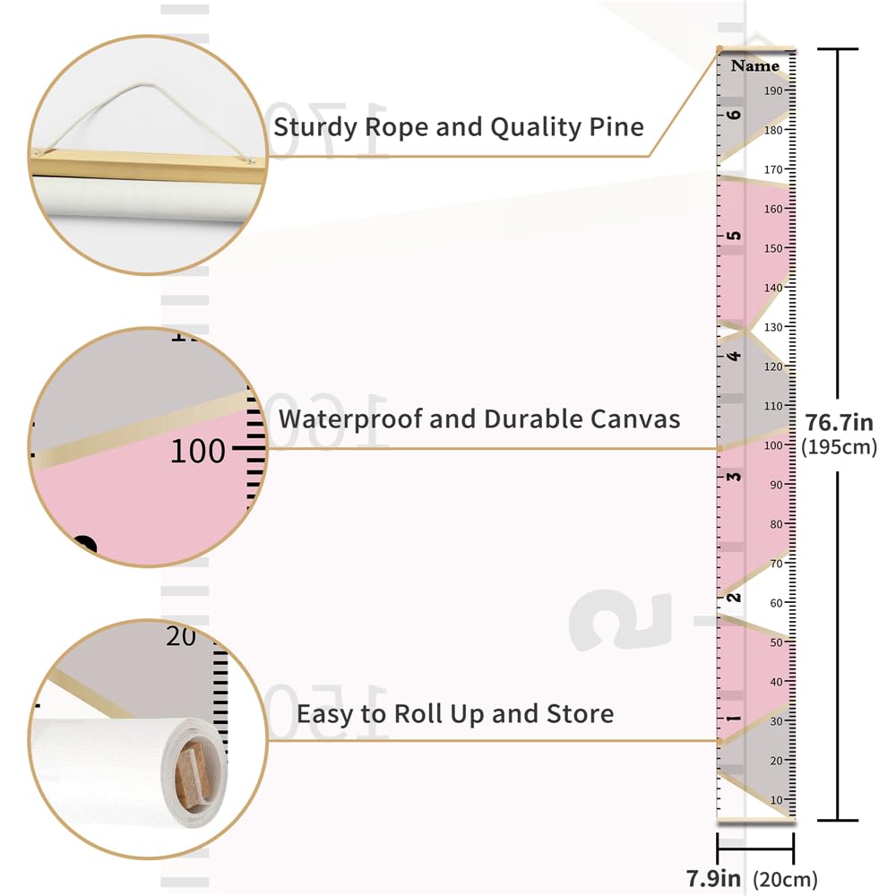 Nustila removable canvas growth chart for easy cleaning and storage