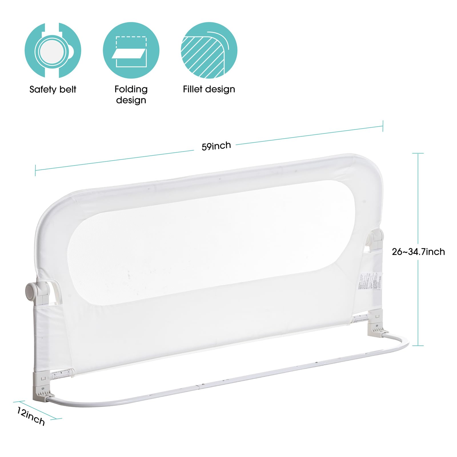 NUTIKAS 59-inch coverage fits twin to king beds for versatile use.