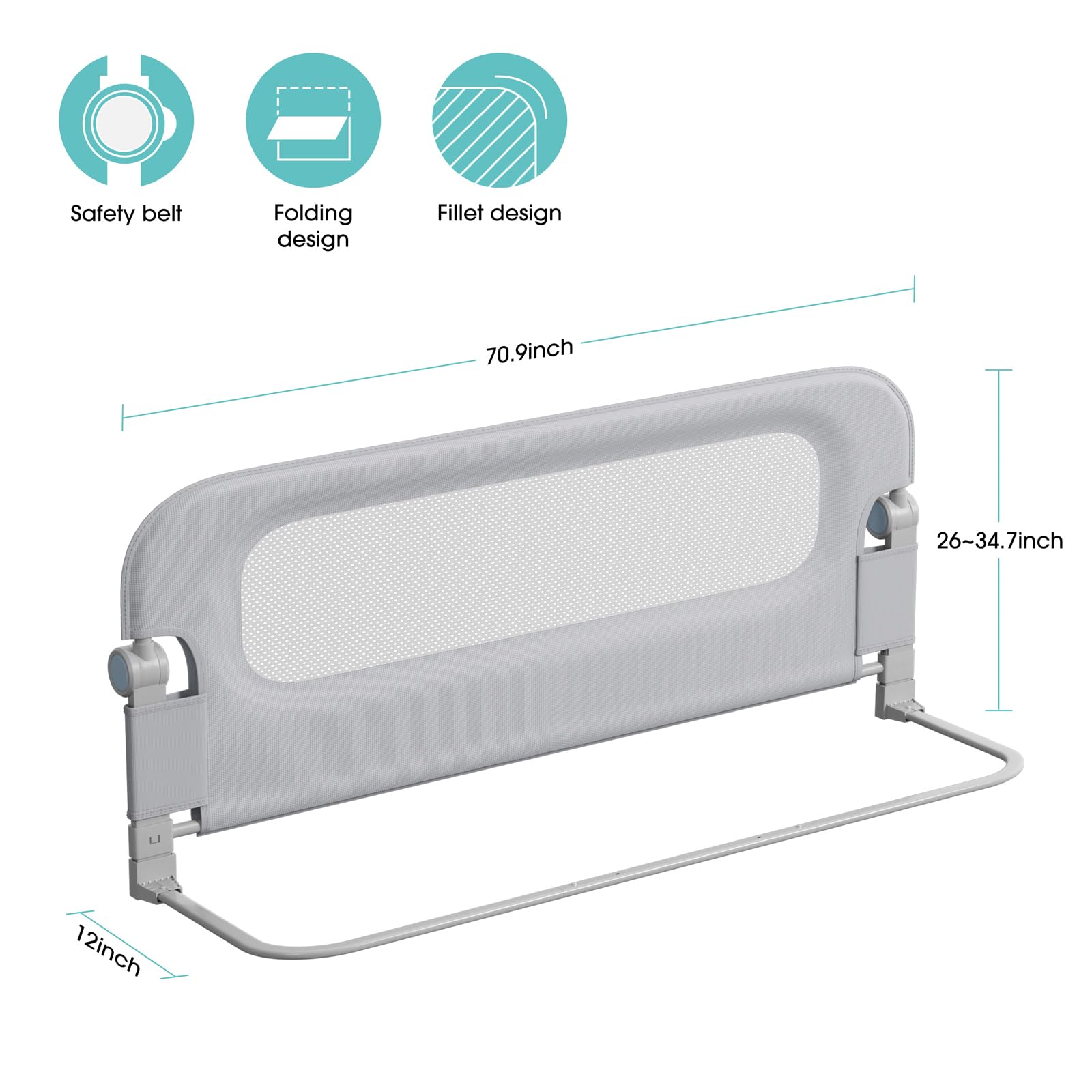 NUTIKAS adjustable height guard accommodates thick toppers and pillow-tops.