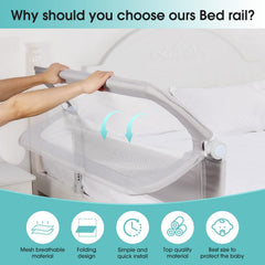 NUTIKAS 47-inch bed rail covers twin to queen beds for added security.