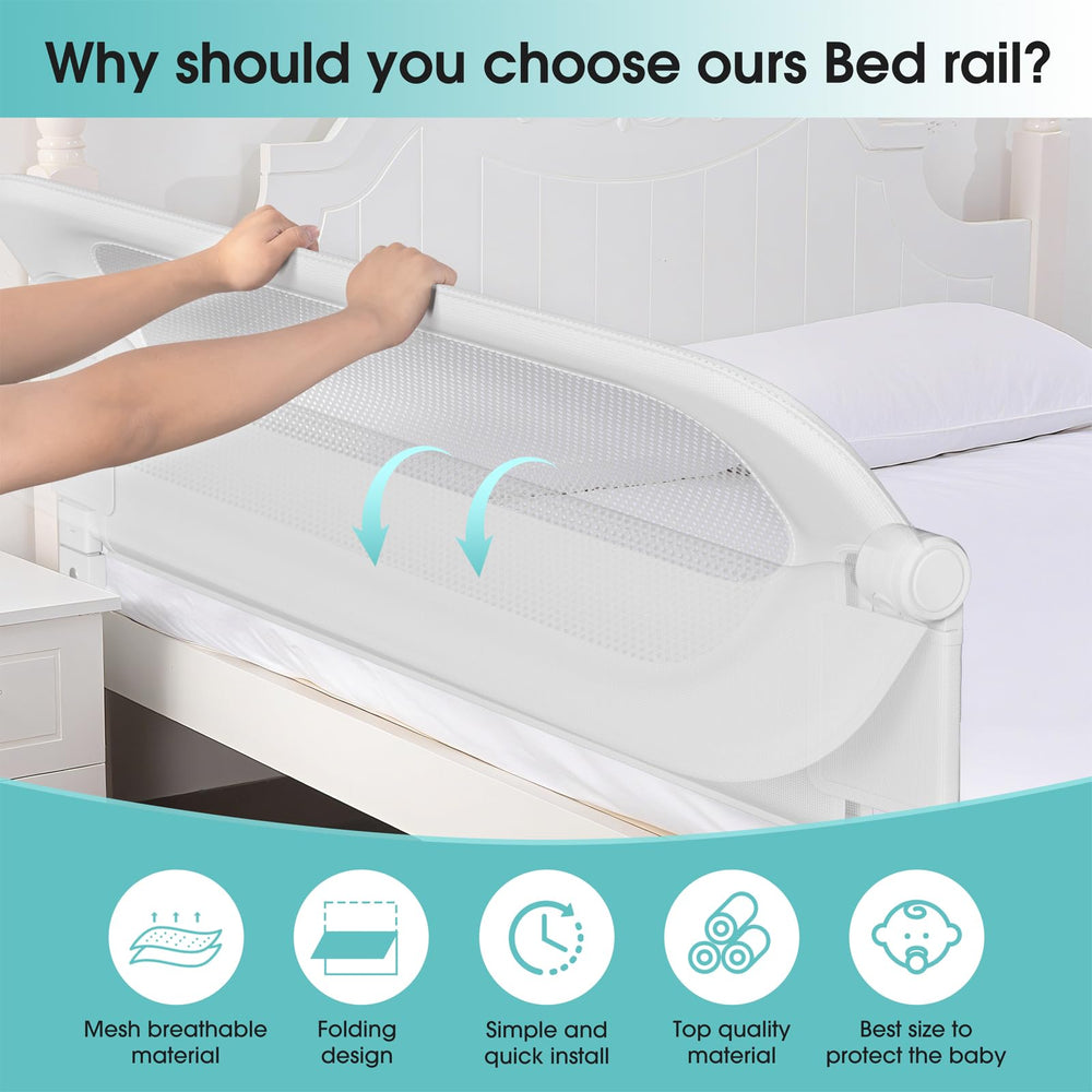 NUTIKAS bed rail guard 78-inch length fits most toddler to large beds