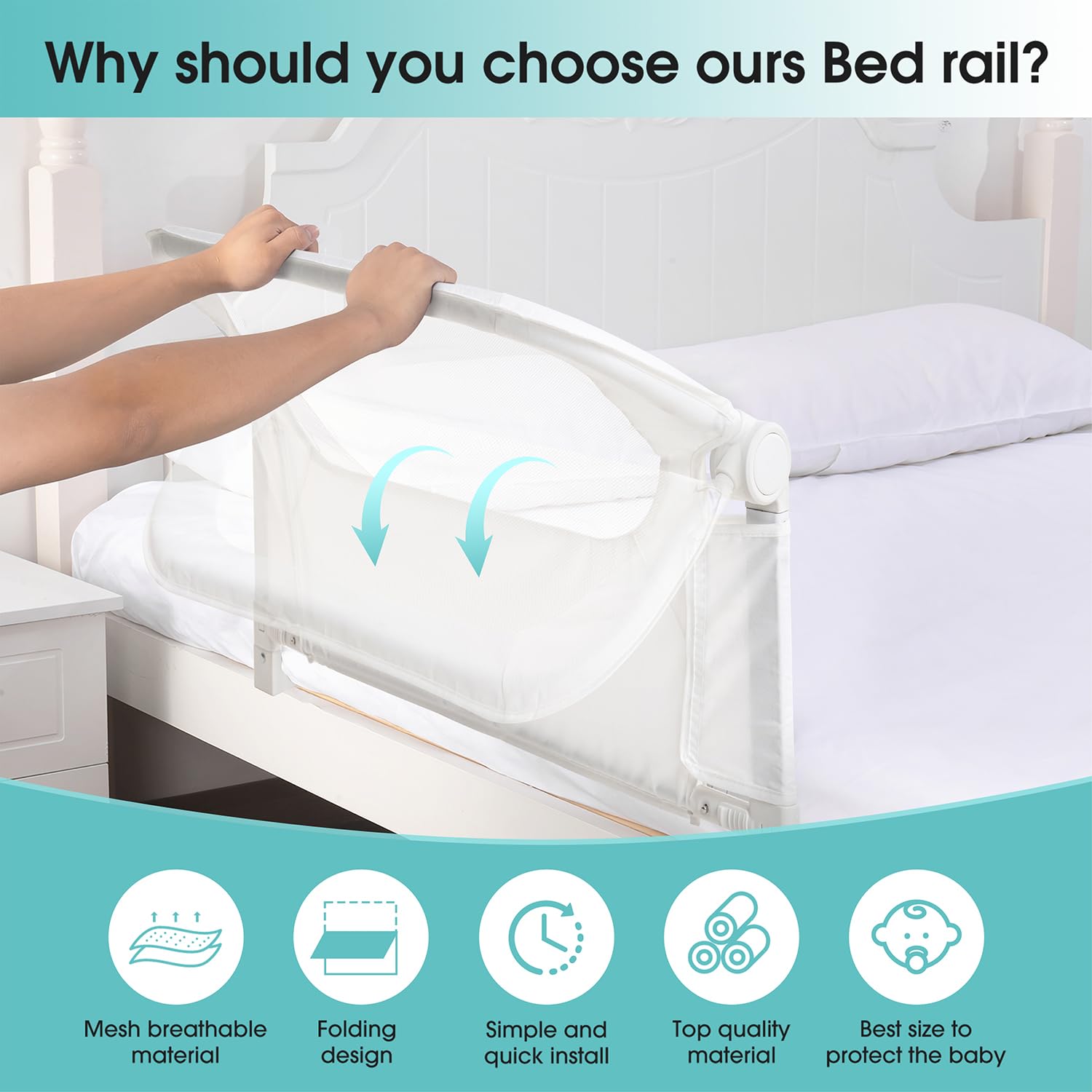 NUTIKAS easy-install bed rail with simple setup