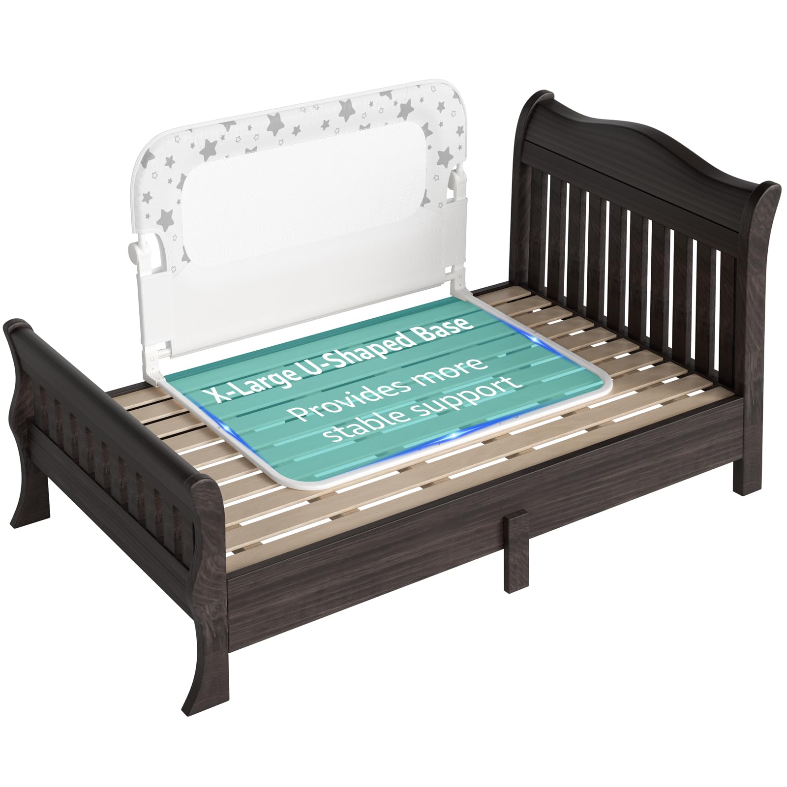 NUTIKAS bed rail guard fold-down demonstrates safe, quiet nighttime access