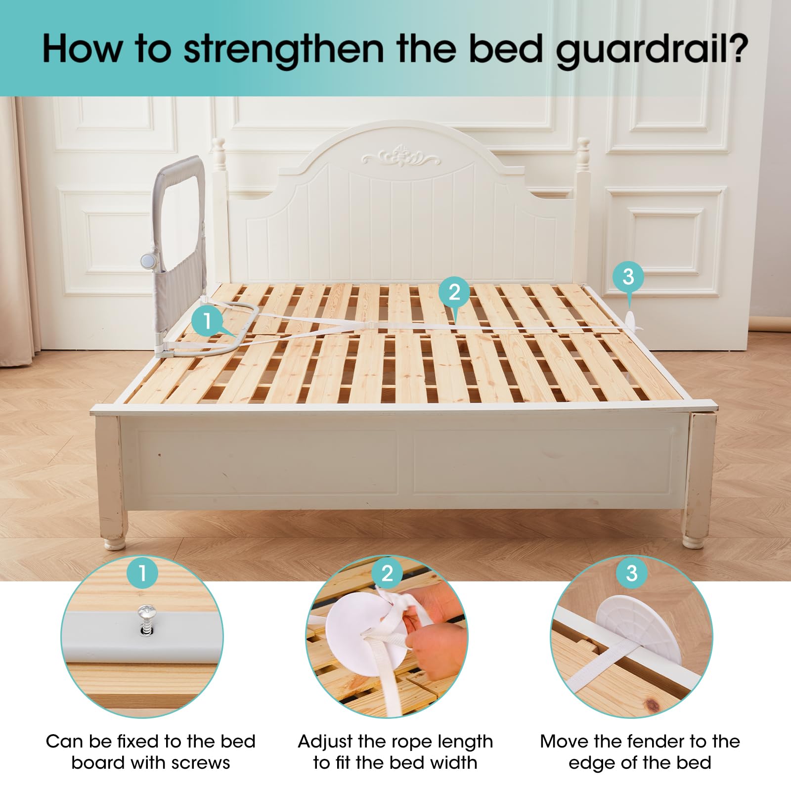 NUTIKAS 35.1-inch length fits twin to queen bed configurations.