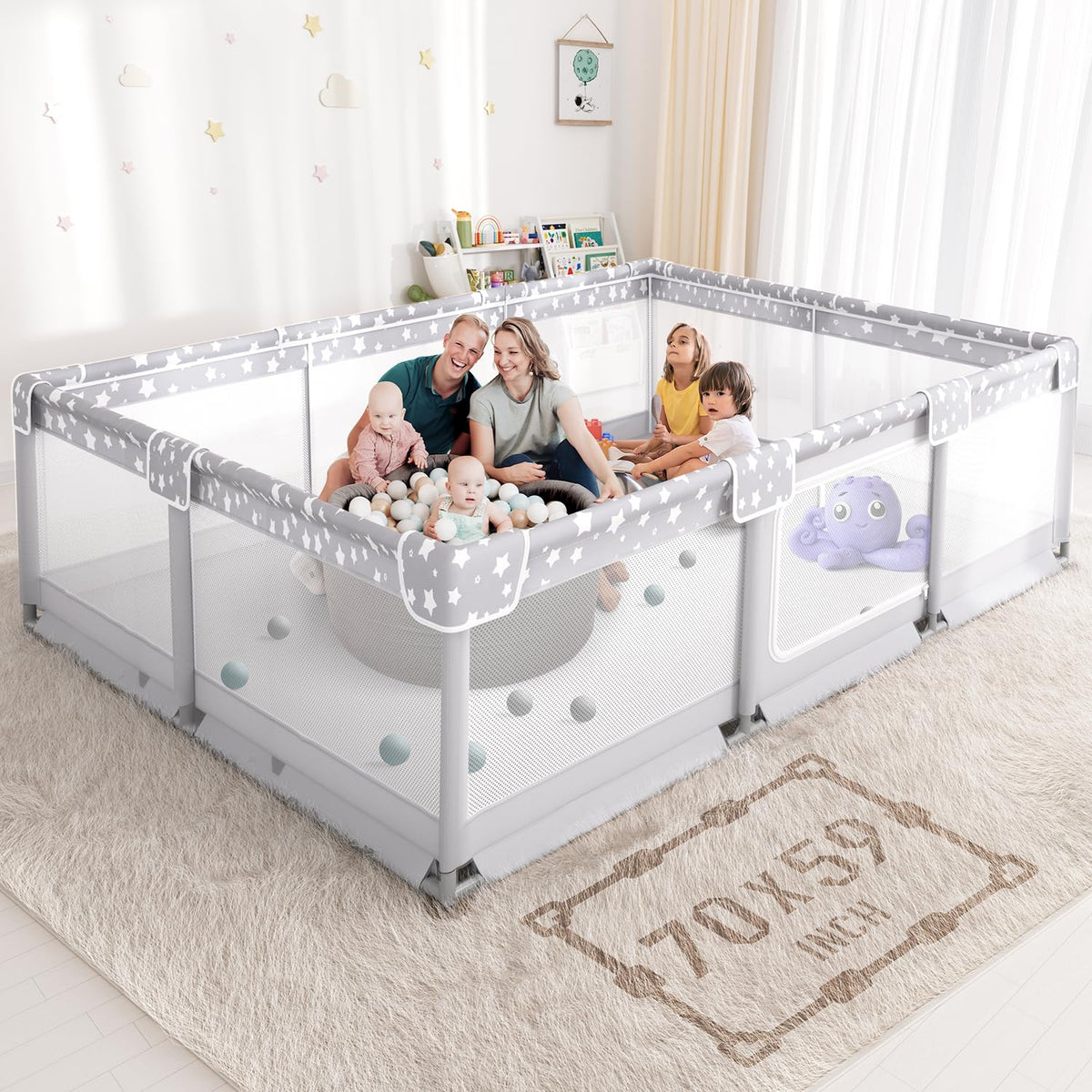 NUTIKAS large playpen assembly view showing sturdy frame for family play