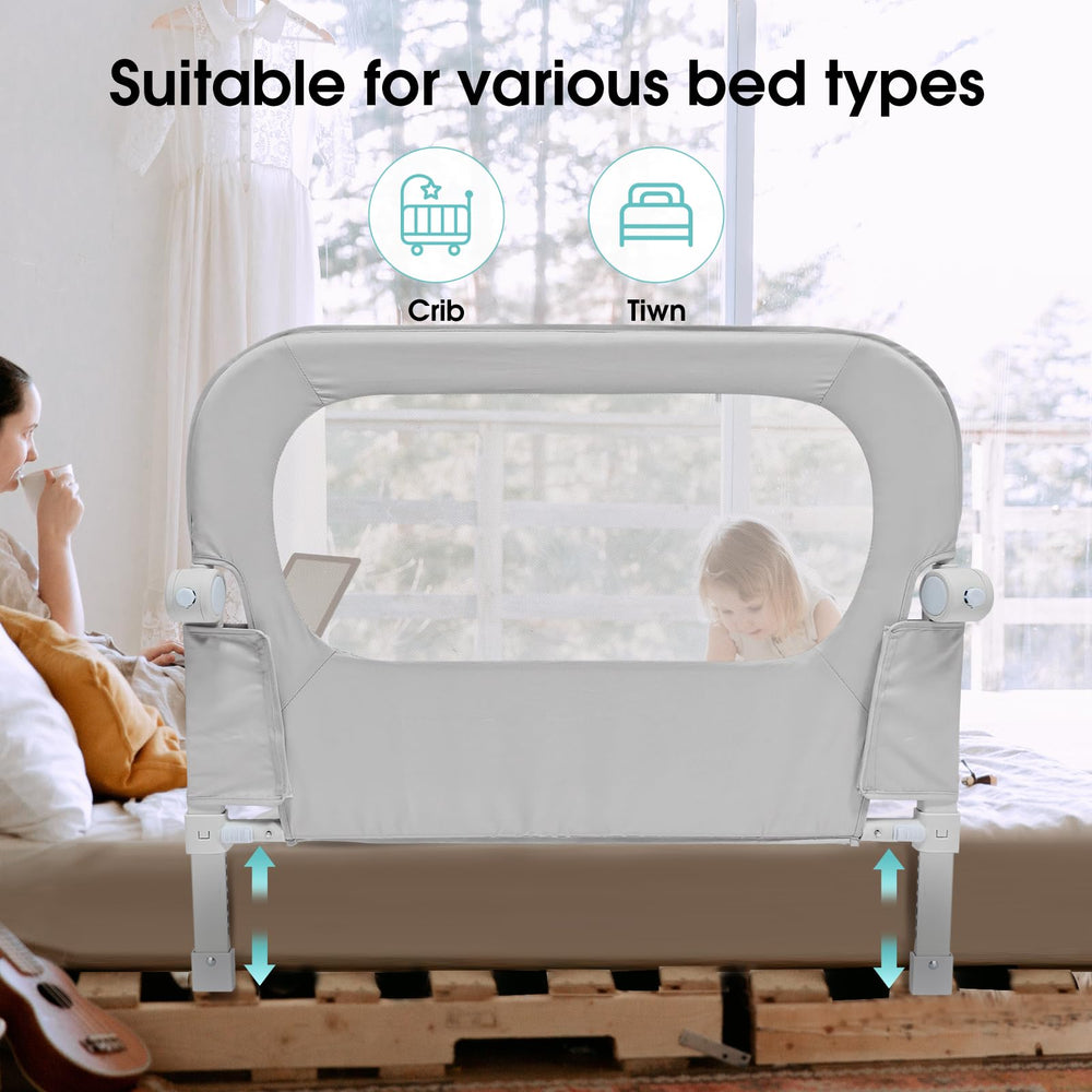 NUTIKAS mesh bed rail guard offers breathability and protection.