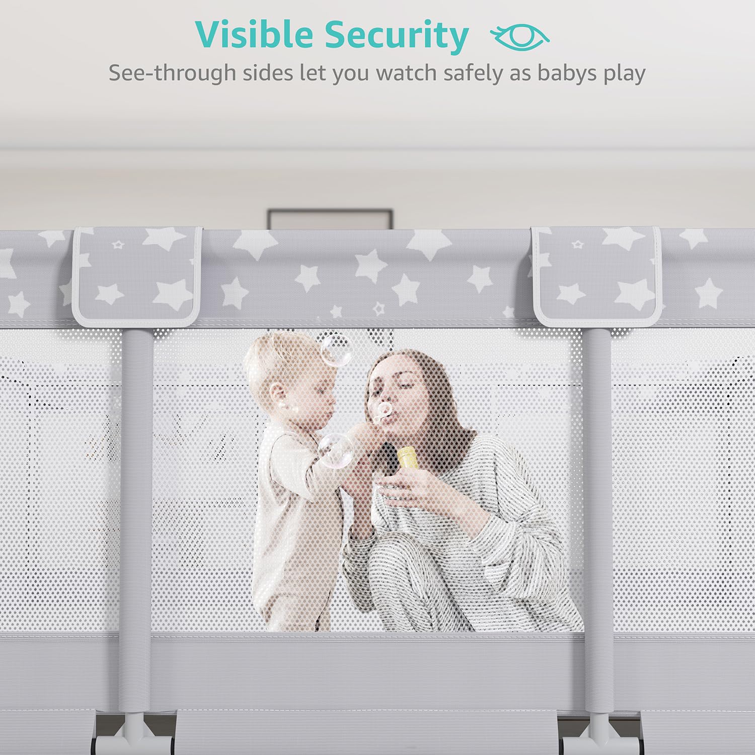 NUTIKAS playpen toddler relaxation area with baby nearby