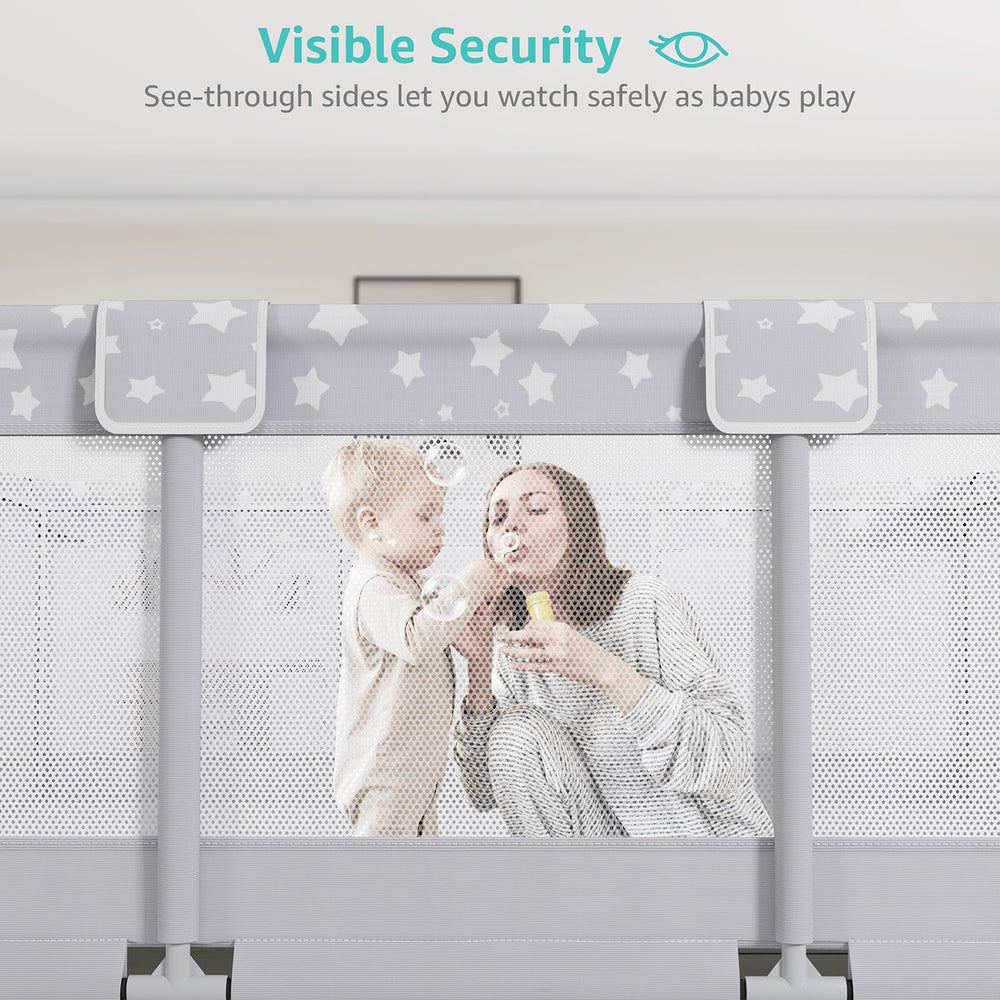 NUTIKAS playpen toddler relaxation area with baby nearby