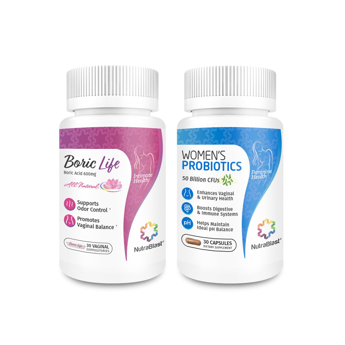 NutraBlast boric acid vaginal suppositories bundle promotes intimate balance