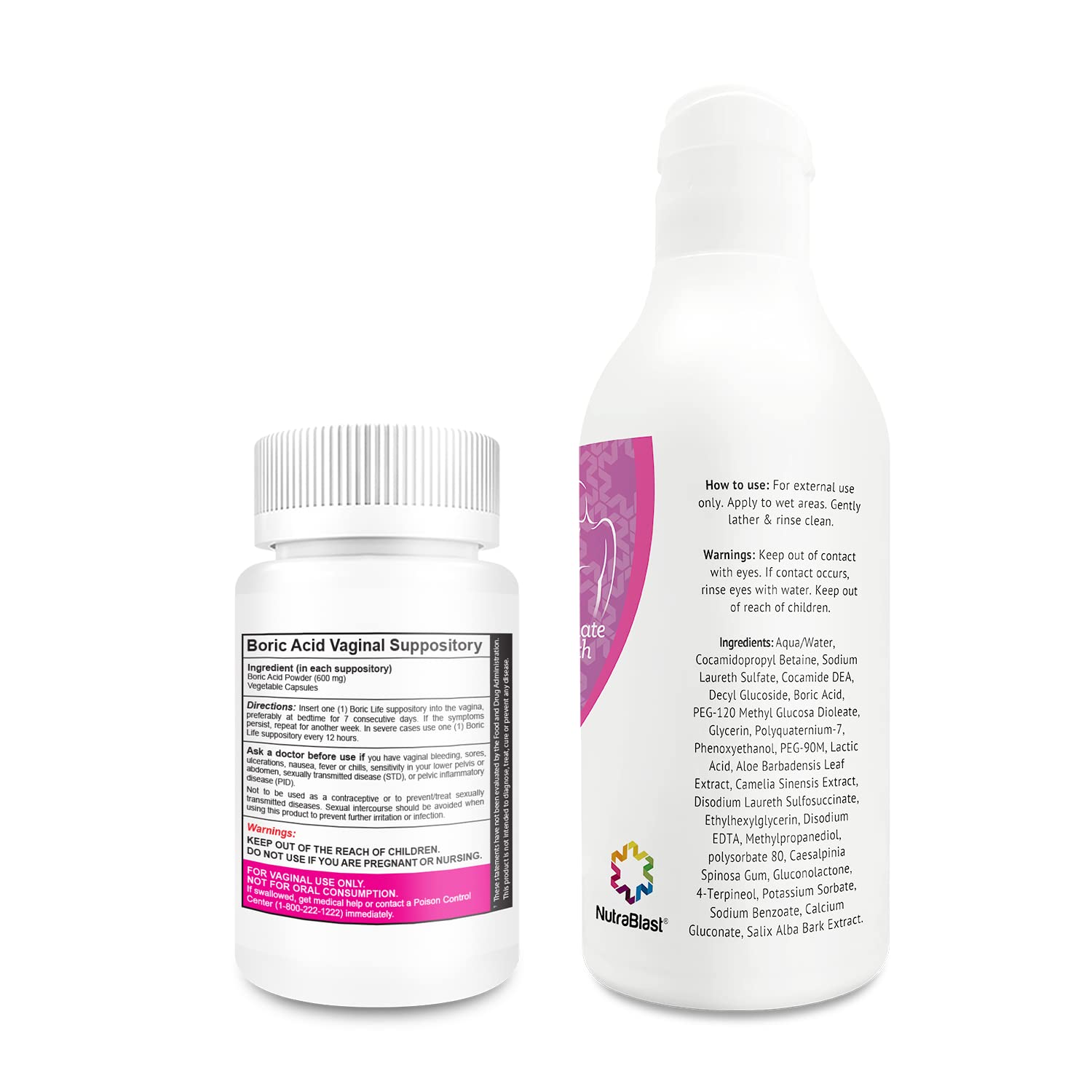 NutraBlast So Fresh & Clean intimate wash bottle offers refreshing cleansing for sensitive balance.