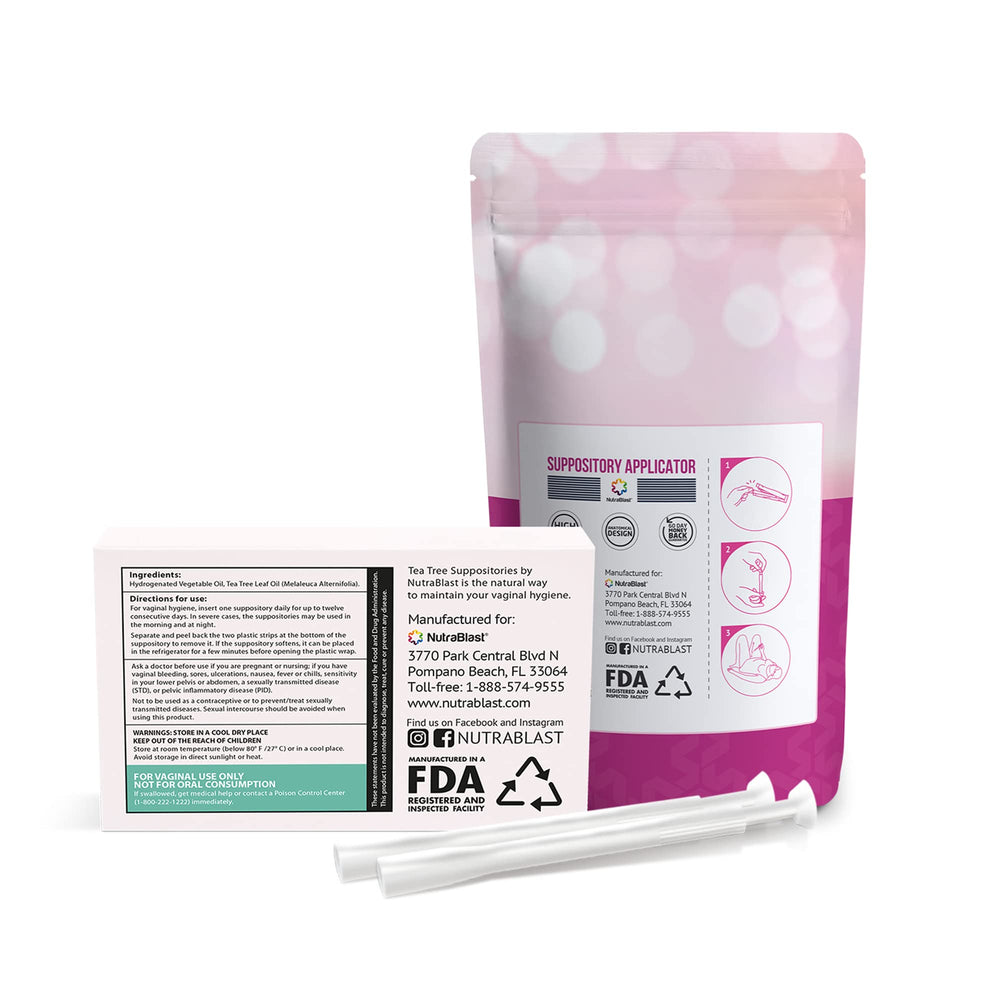 NutraBlast vaginal hygiene suppositories with tea tree oil for daily freshness
