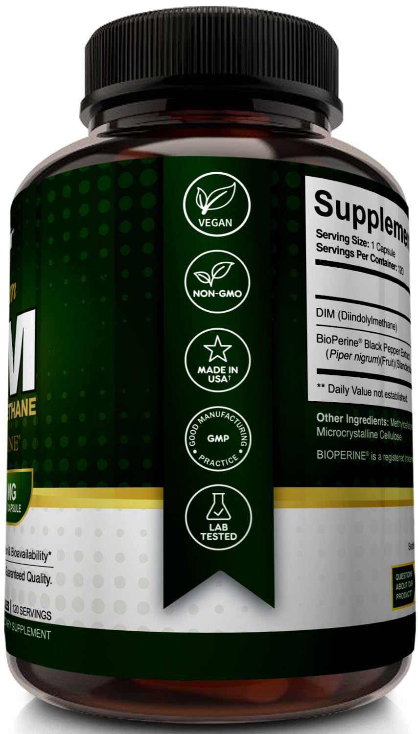 USA-made NutriFlair DIM bottle emphasizing purity and quality.