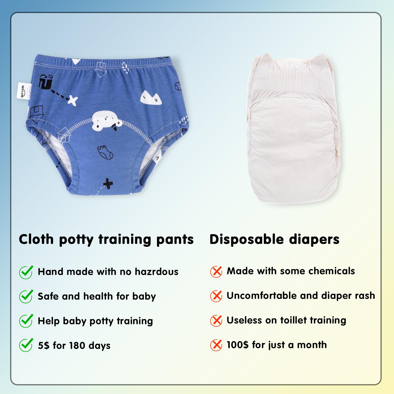 Nutyomi daytime training pants for mess-free practice.