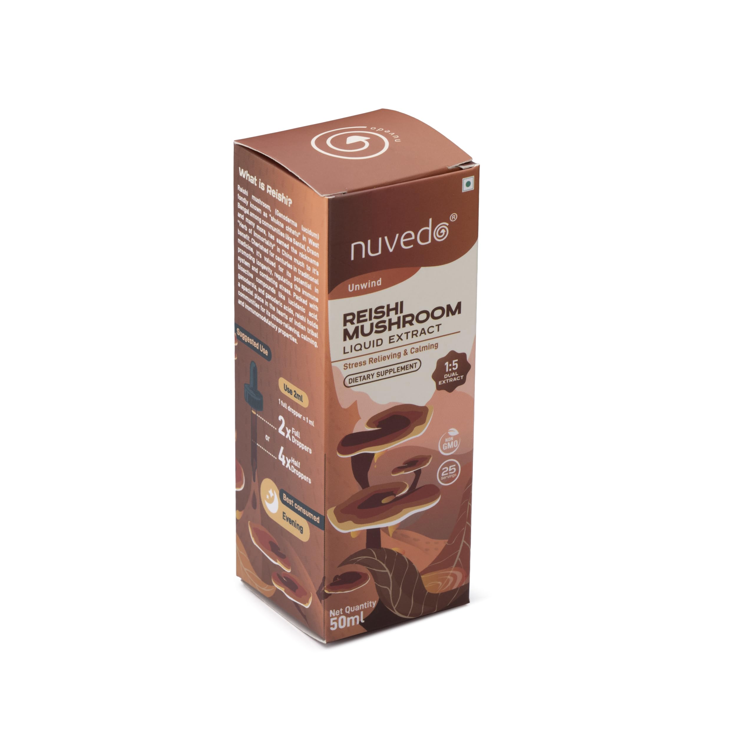 Nuvedo Reishi liquid extract label closeup showing purity