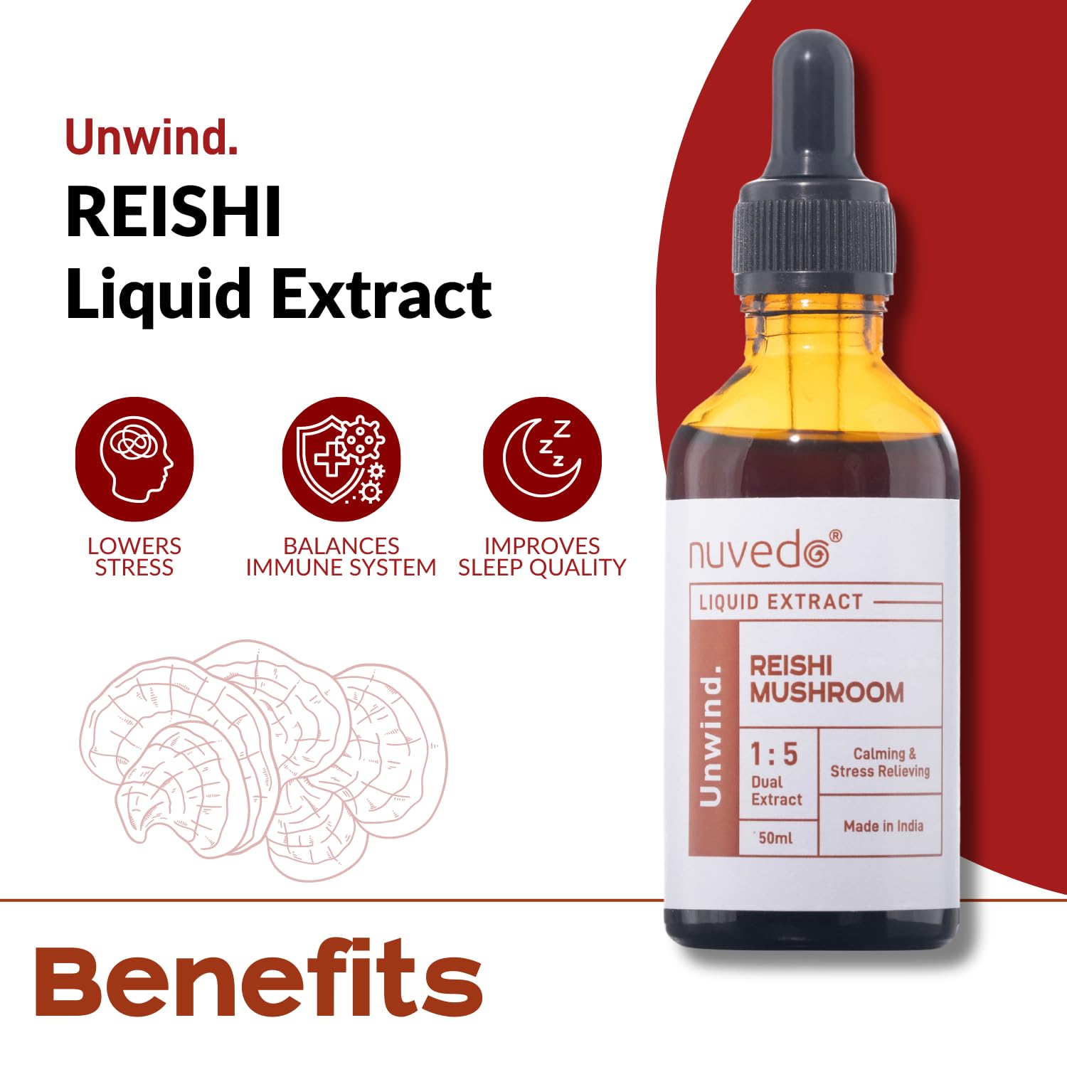 Nuvedo Reishi drops added to a drink for daily routine
