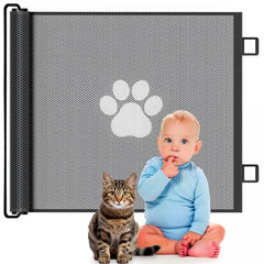 Nuvollo retractable mesh gate with 31-inch height for secure stair or doorway containment.