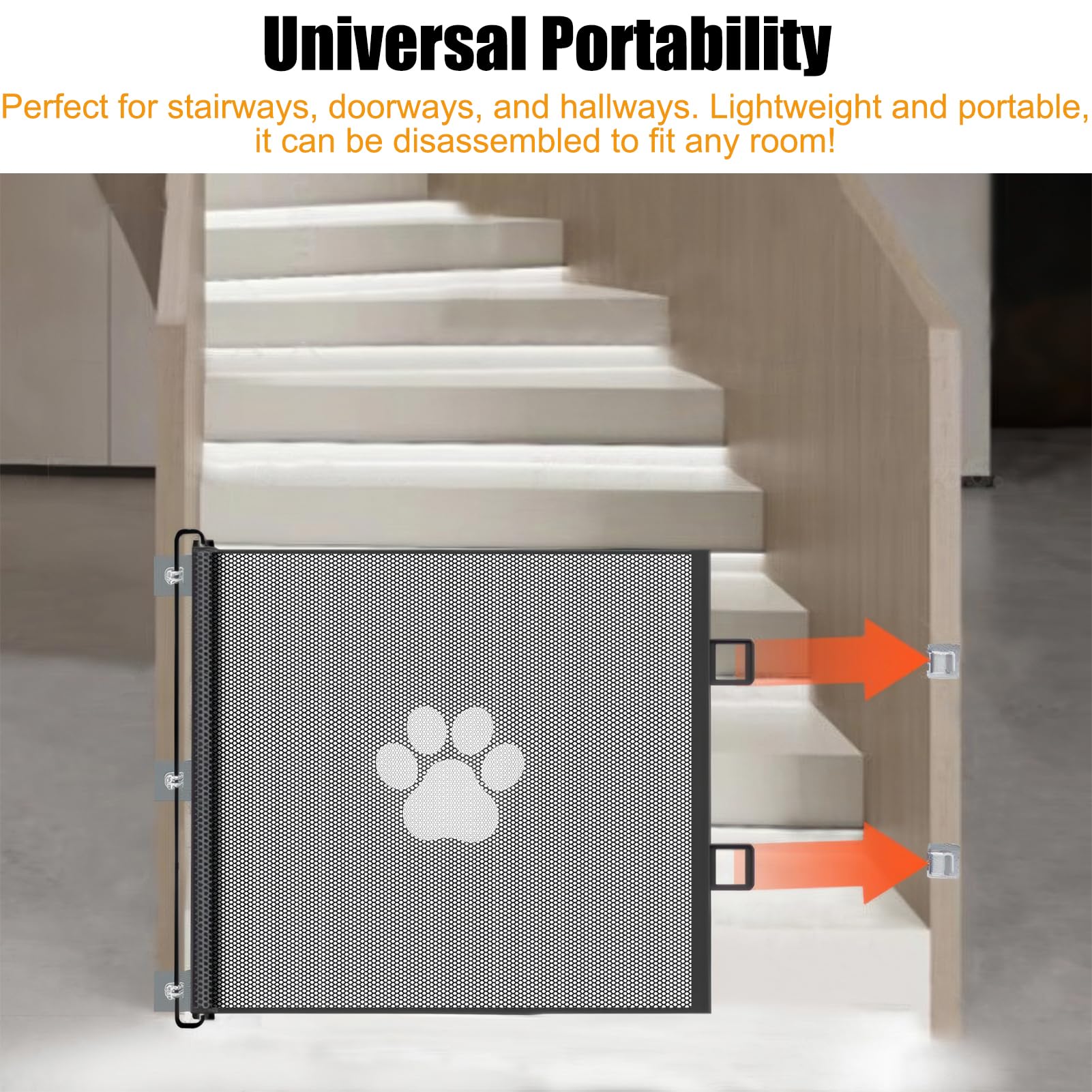 Nuvollo gate extended to 51 inches for flexible hallway width.