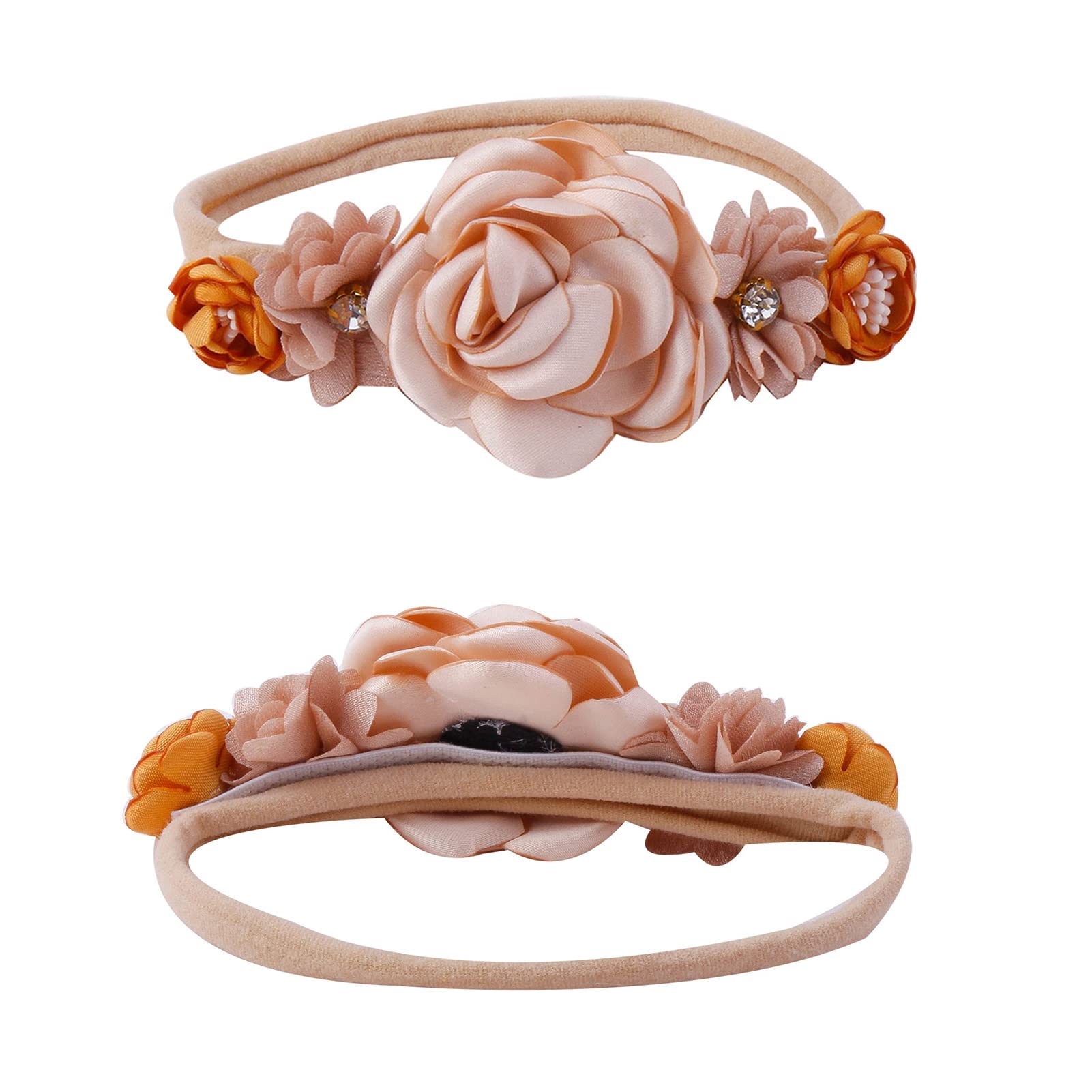 NUWAJP close-up floral design headbands showing vibrant petals and soft edges