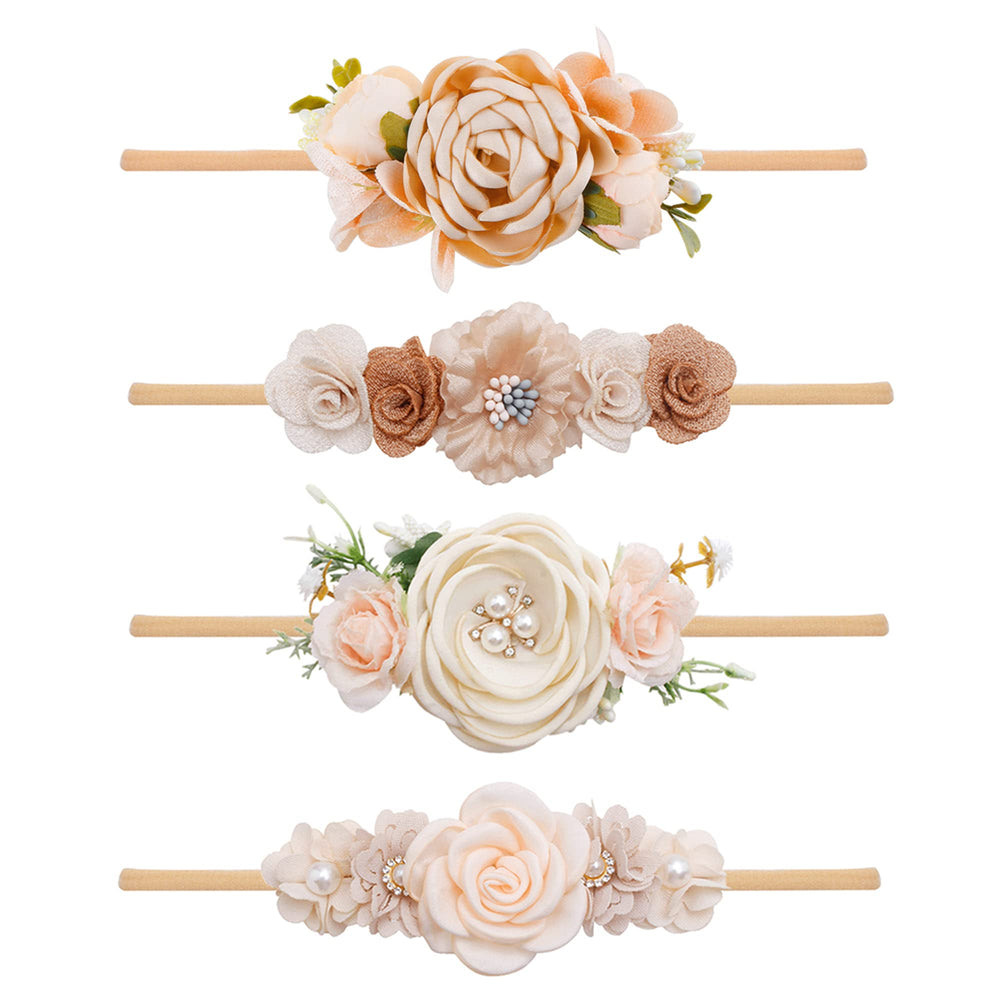 NUWAJP baby flower headband set in pink for newborn photos