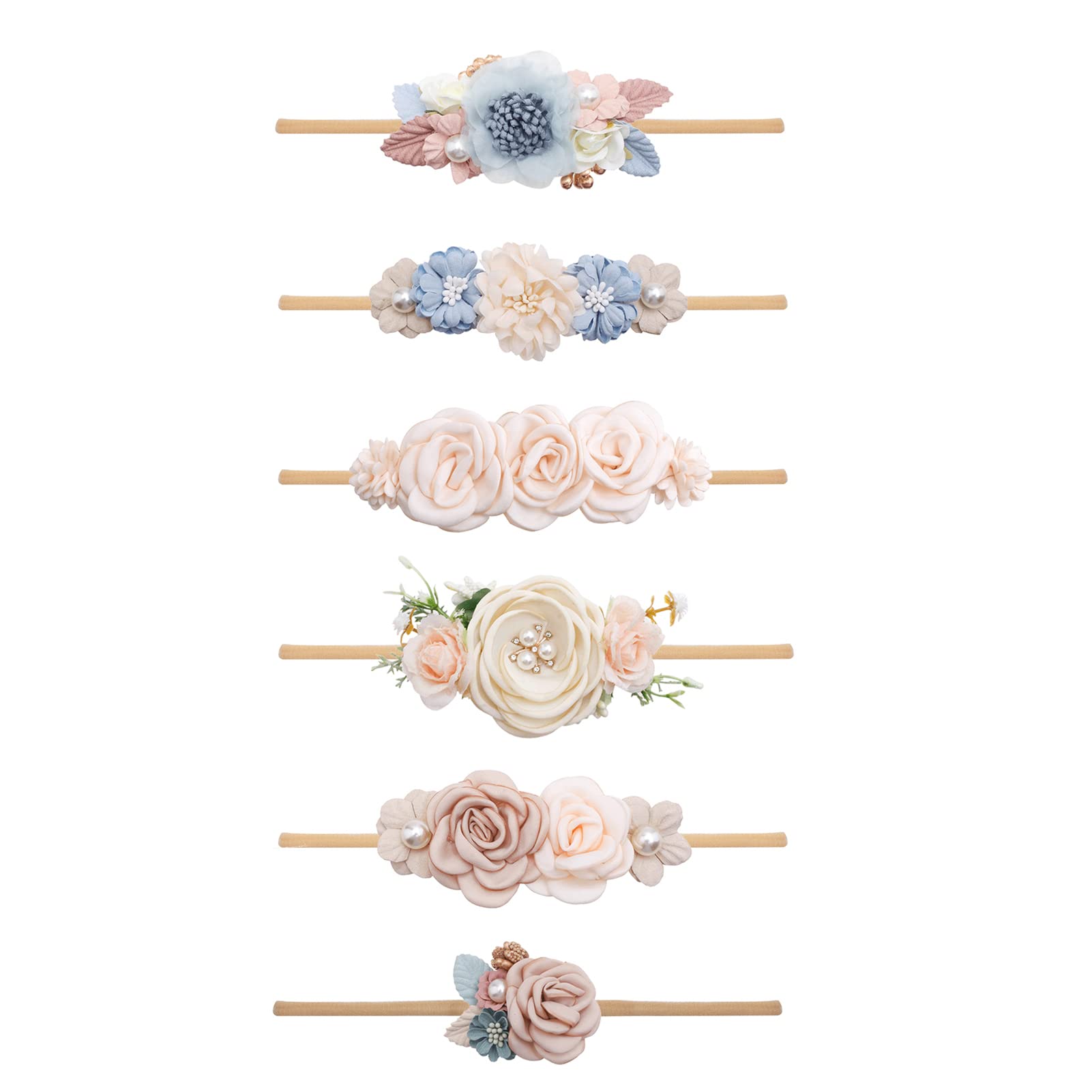 NUWAJP blue flower headband; stretchy fit for 0–12 years