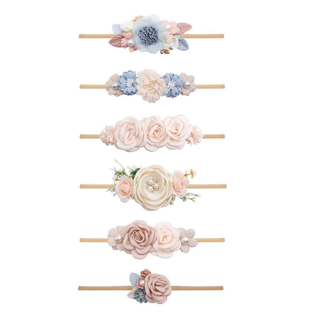 NUWAJP blue flower headband; stretchy fit for 0–12 years