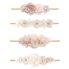 NUWAJP baby girl flower headbands set with soft nylon for gentle, adjustable fit
