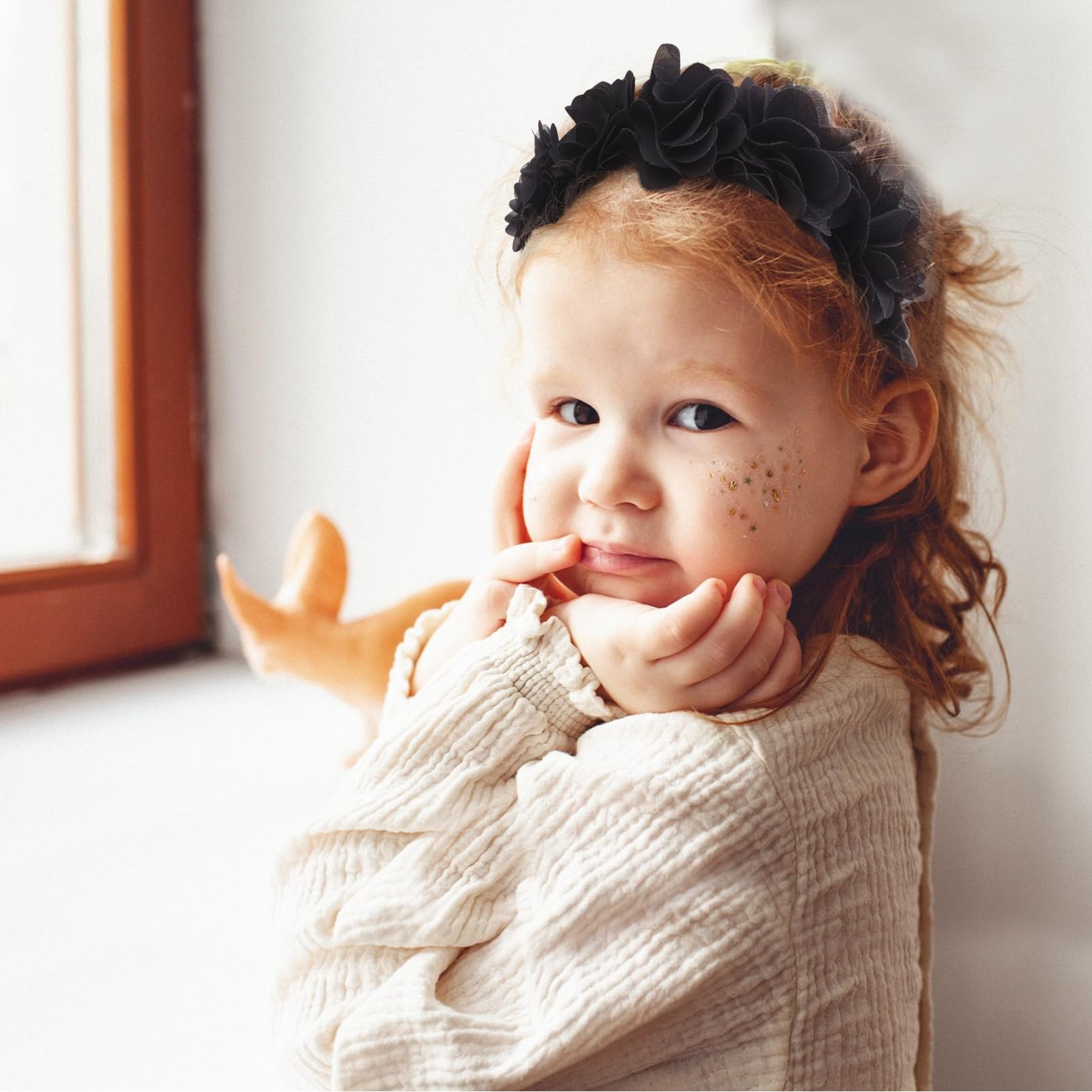NUWAJP yellow flower headband, bright accessory for photos and parties