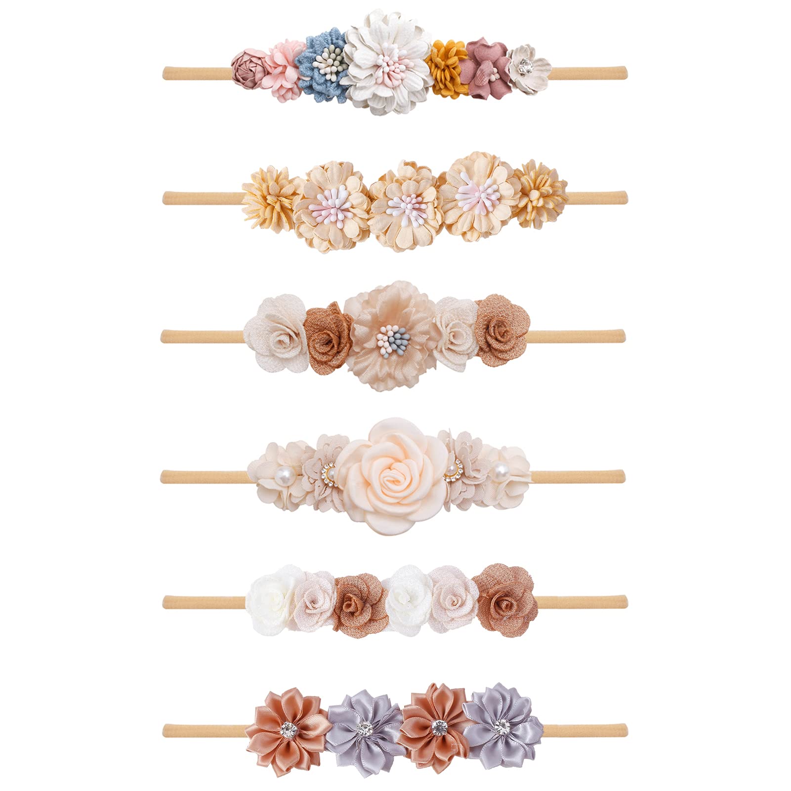 NUWAJP flower headband set with gentle elastic fit for babies
