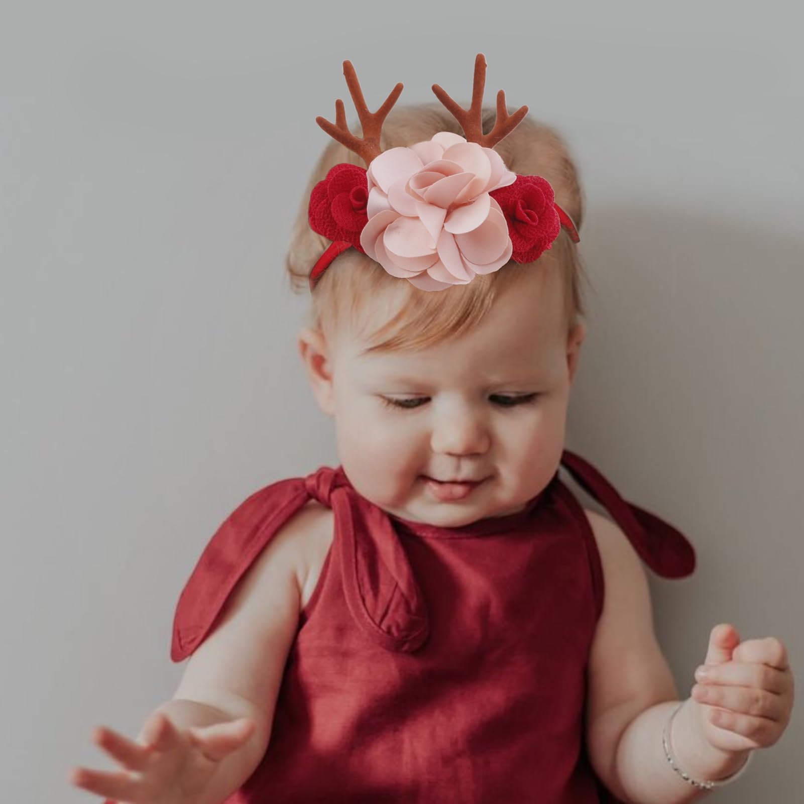 NUWAJP elastic headbands stretched to demonstrate 14–22 inch range for toddlers.