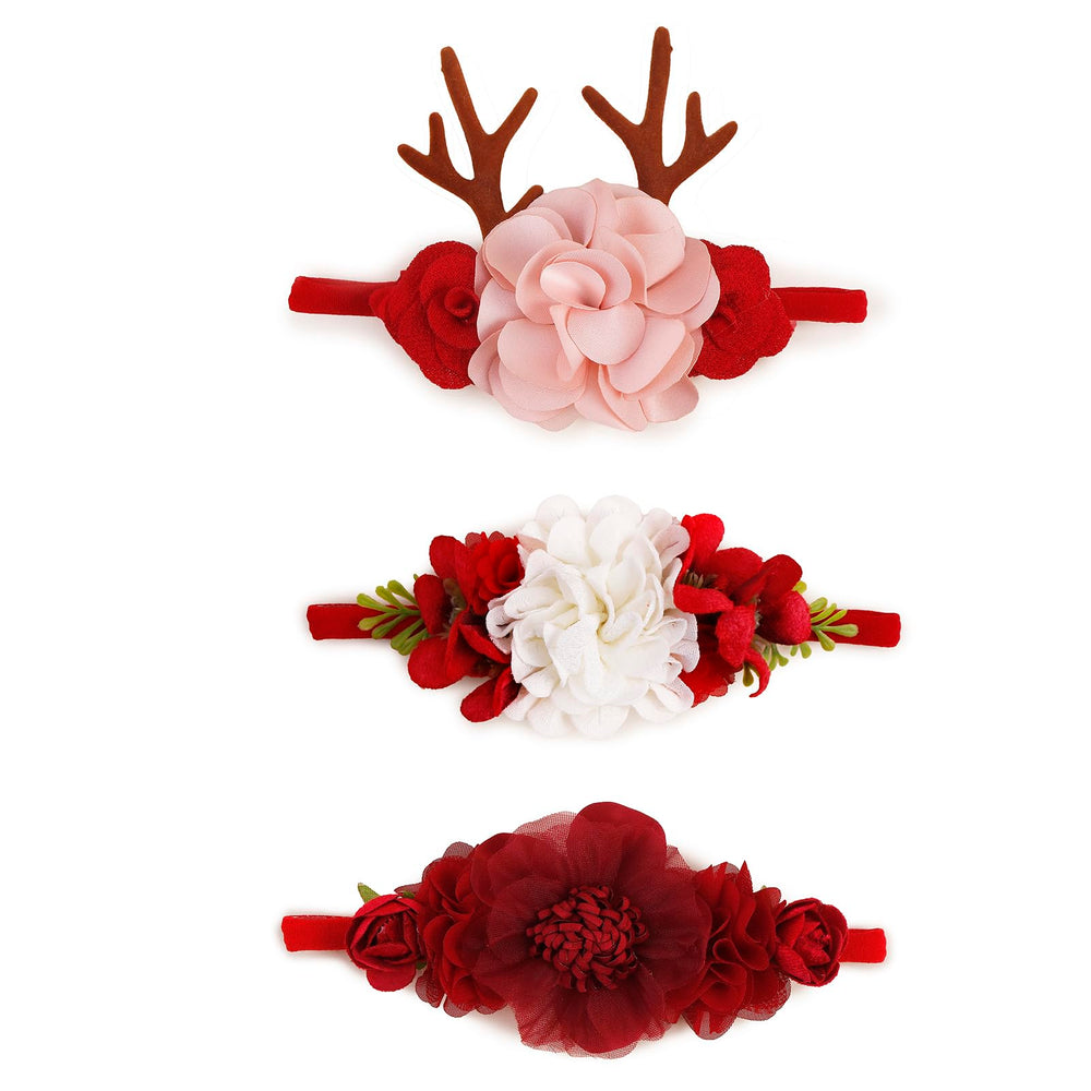 NUWAJP floral headbands pack close-up shows soft nylon and flexible fit for newborns.